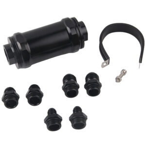 AN6 8 10 Inline Fuel Filter BLACK E85 Ethanol with 100 Micron Stainless Steel Element