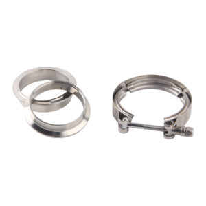 Application: Universal. Material: Stainless steel Type 1: Flat flanges Type 2: Male & Female Flanges Package Included: 1 V band Clamp + 2 Flanges Professional installation is strongly recommended.No instructions included.