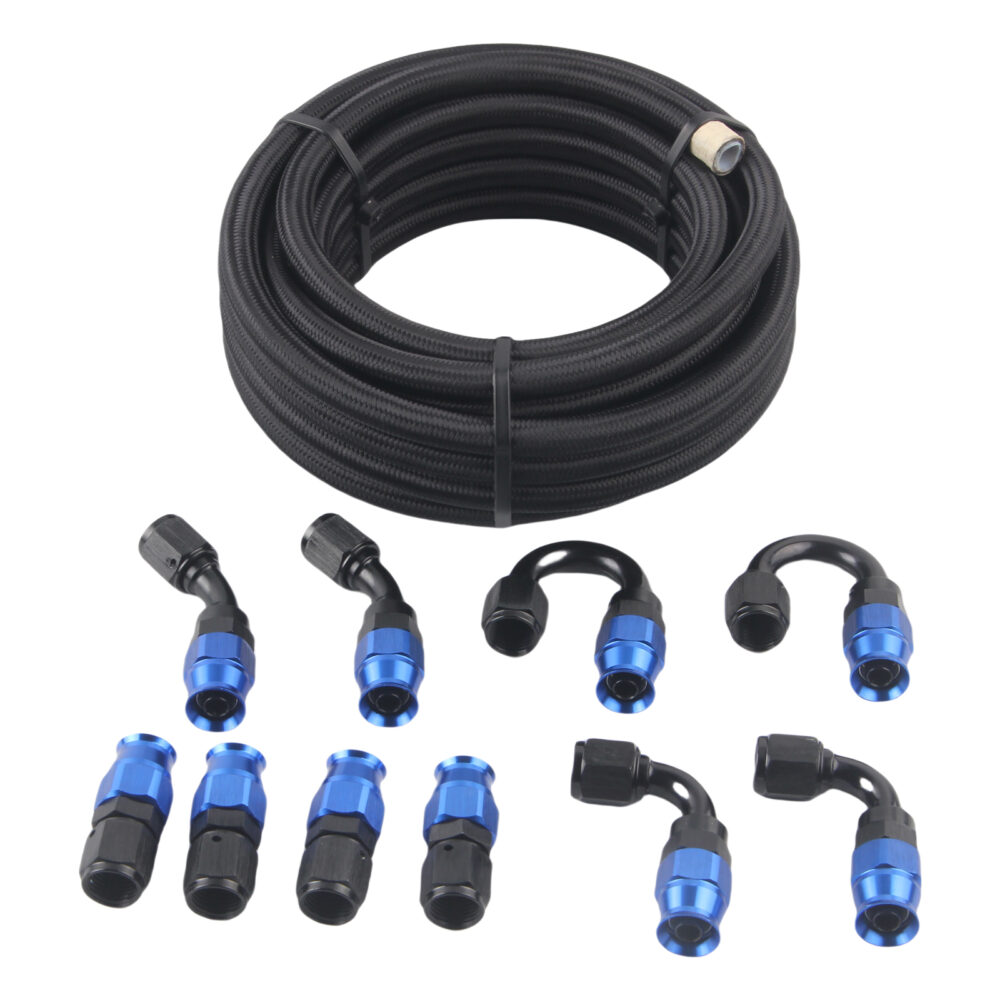 AN6 AN8 AN10 PTFE E85 20FT Fuel Line Hose With PTFE Fuel Hose Fitting 11-piece set