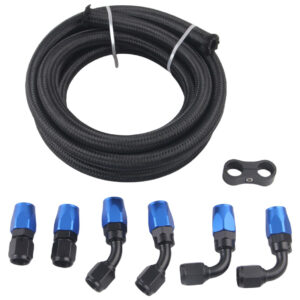 10FT 3.05M AN6/AN8/AN10 CPE Oil Fuel Fittings Hose End 0+45+90 Degree Oil Adaptor Kit Braided Oil Fuel Hose Line With Line Separator