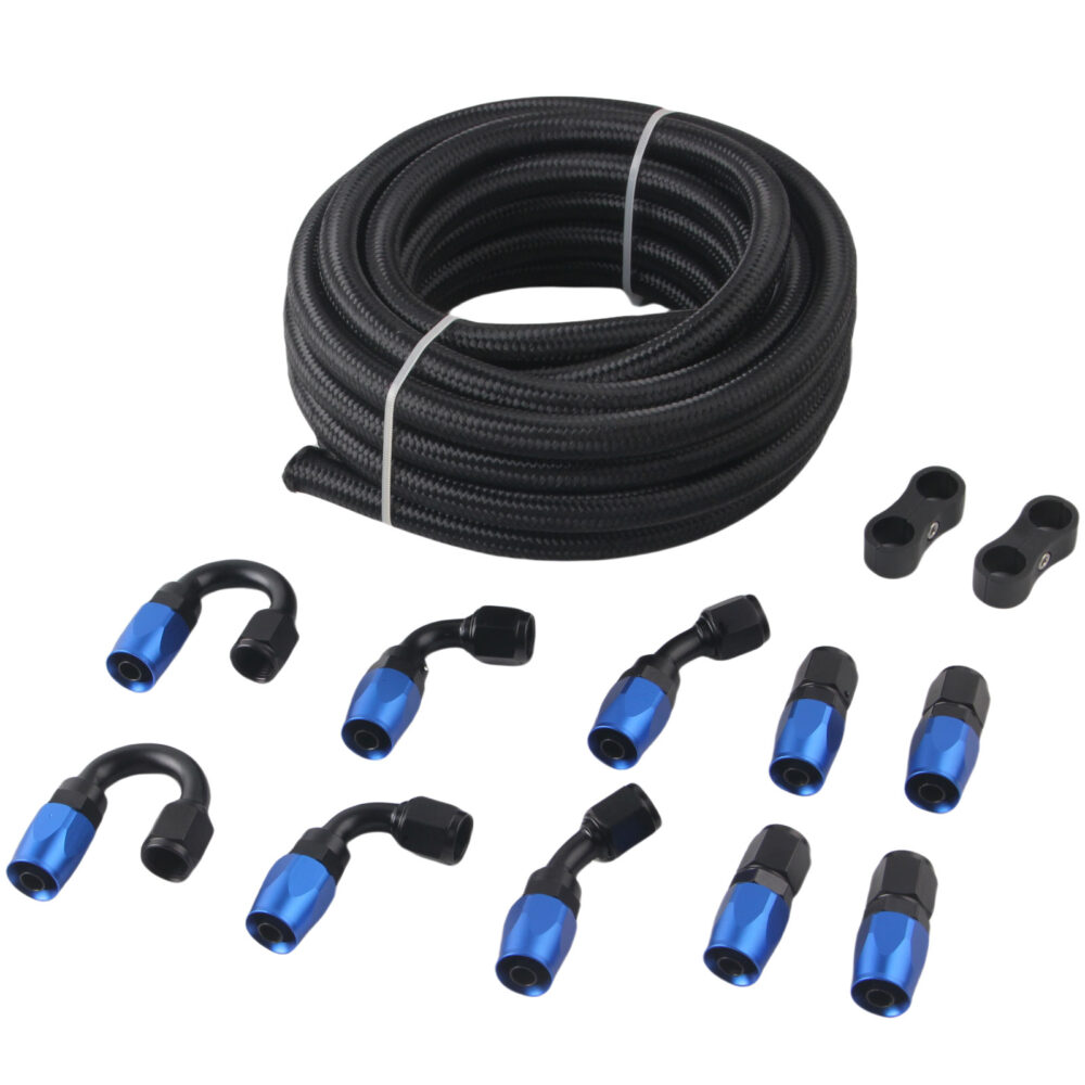 20FT AN6 Fuel Line Kit CPE rubber Nylon Hose with Swivel Hose End Fitting for oil coolant line radiator connection Universal